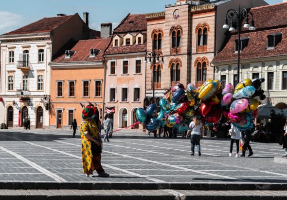Photo travel with backpack in Romania